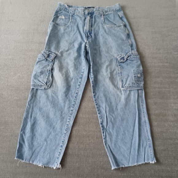 Vintage Y2K MacGear Jeans Mens 36x29 Cargo Wide Leg Baggy Distressed Blue Denim - Picture 1 of 11